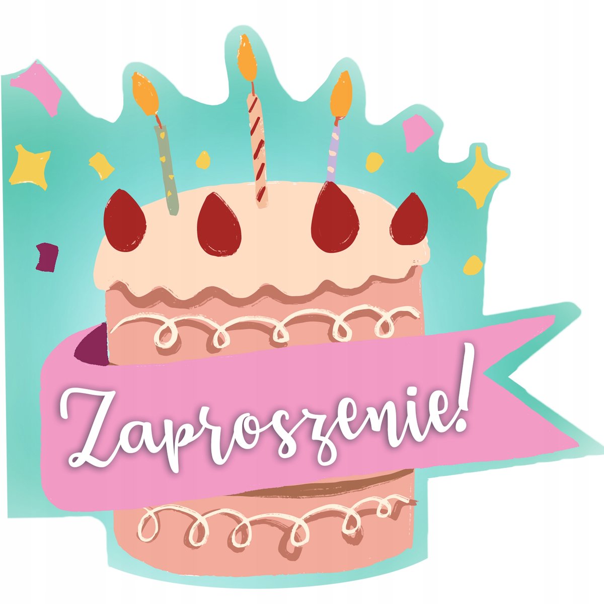 ZAPROSZENIA URODZINOWE URODZINY TORT 12szt Y3