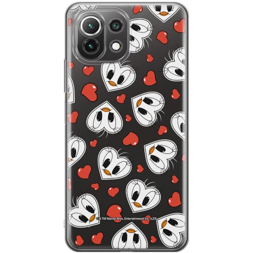 ERT GROUP etui na telefon Xiaomi 11 LITE 4G / 11 LITE 5G, case oryginalny i oficjalnie licencjonowany przez Looney Tunes, wzór Tweety 018, plecki z TPU częściowo przeźroczyste