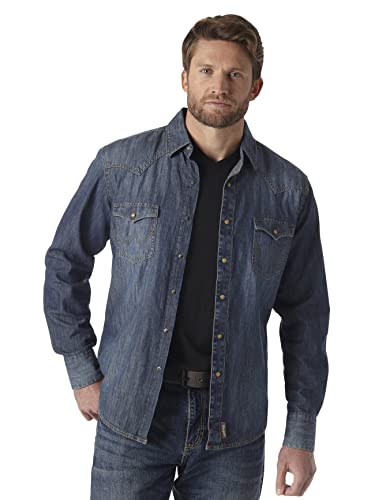 Wrangler Koszula męska, Denim, L/Długie