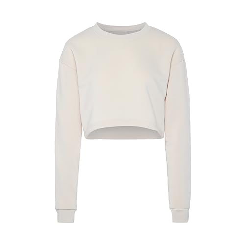 Blonda Damska bluza z długim rękawem ze 100% poliestru, z okrągłym dekoltem, ciemna, kremowa, rozmiar XS, Ciemny krem, XS