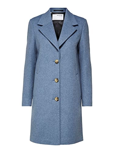 SELECTED FEMME Damski płaszcz wełniany, jednorzędowy, Stonewash, 36
