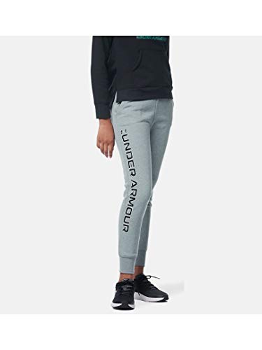 Under Armour - Rival Fleece Joggers, kostki legginsy dla dziewczynek i dziewcząt, Stal Light Heather (036)/Czarny, S