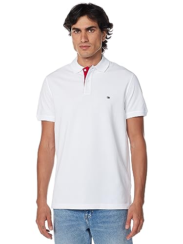 Tommy Hilfiger Męska koszulka polo z kontrastowymi listwami Regular S/S, biały, XS