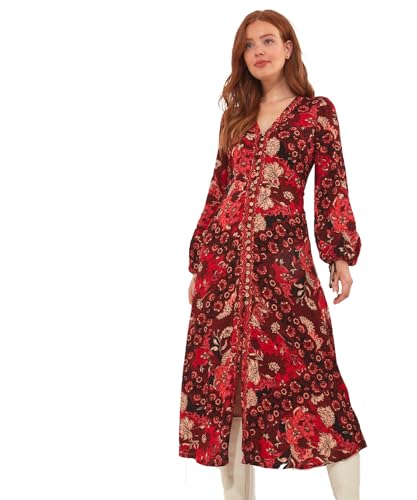 Joe Browns Damska sukienka maxi w stylu retro, boho, kwiatowy guzik, wielokolorowa, 14, multi, 40