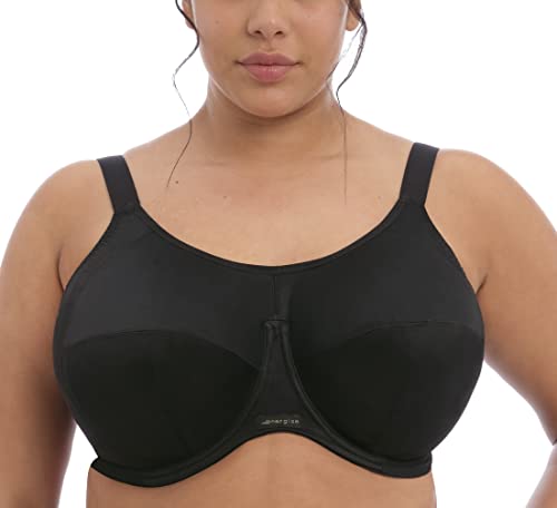 Elomi 8041 Energise U/W Full Cup Supportive Multiway J Hook Biustonosz sportowy, Czarny, 70K