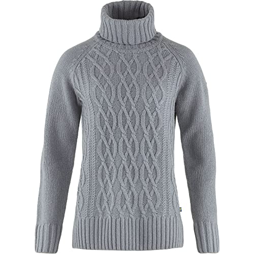 Fjällräven Damski sweter Övik Kabel Knit Roller Neck W sweter, szary (Flint Grey), S, szary (Flint Grey), S