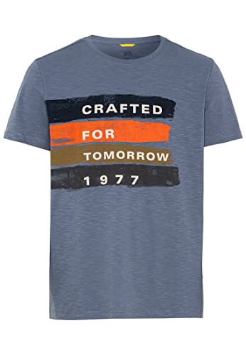 camel active Męski 409745/1T06 T-shirt męski, niebieski (Stone Blue), M, Stone Blue, M