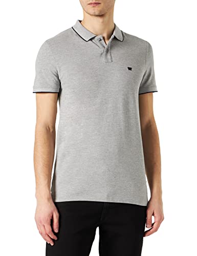 Wrangler Męska koszulka polo, Mid Grey Melee, rozmiar S, Mid Grey Melee., S