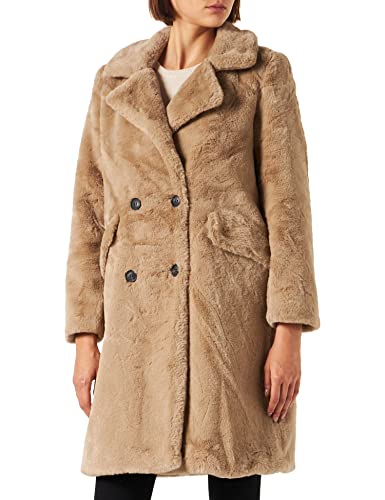bestseller a/s Damski płaszcz VMSUIELLY Long Faux FUR Coat BOOS, srebrny Mink, S