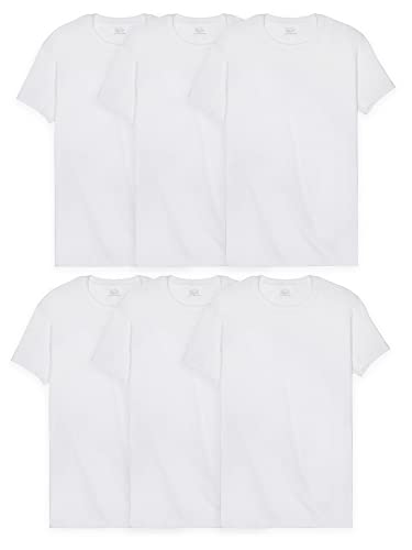 Fruit of the Loom Męski t-shirt Eversoft Cotton Stay Tucked Crew, t-shirt, regularny, 6 szt. w kolorze białym, duży, Regular – 6 sztuk białych – Coolzone pod pachami, L