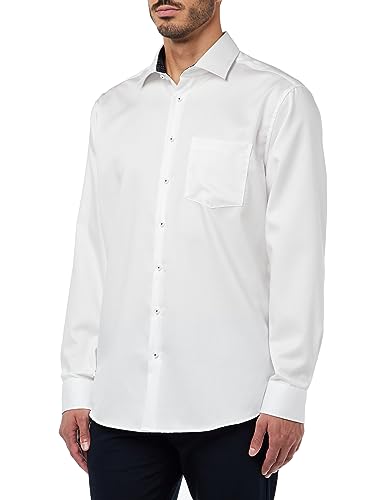 Seidensticker Męska koszula biznesowa - Regular Fit - Łatwa do prasowania - Kołnierz Kent - Długi rękaw - 100% bawełna, biały, 48