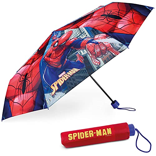 Parasolka Wiatroodpornym Dzieci Spidermana – BONNYCO | Parasolka Składana z Torbą, Plecakiem Lub Podróżą | Kompaktowy Parasol o Wzmocnionej Konstrukcji | Mini Parasolka dla Dziecięca