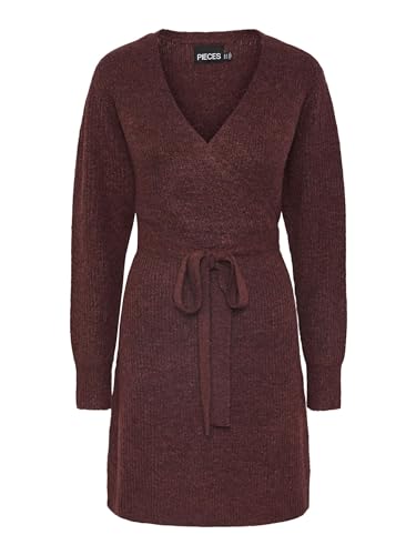 Bestseller A/S Damska sukienka Pcellen Ls Wrap Knit Dress Noos Bc, Port Tawny, L
