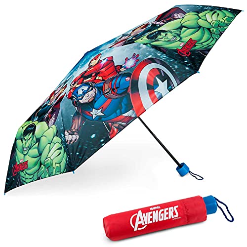 Parasolka Wiatroodpornym Dzieci Avengers – BONNYCO | Parasolka Składana z Torbą, Plecakiem Lub Podróżą | Kompaktowy Parasol o Wzmocnionej Konstrukcji | Mini Parasolka dla Dziecięca