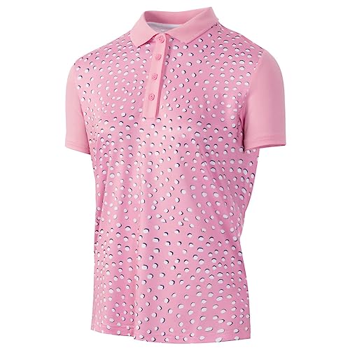 Island Green Golf damskie oddychające szybkoschnące odprowadzające wilgoć koszulki polo, różowe/białe, S, 2238 - różowy/biały, S