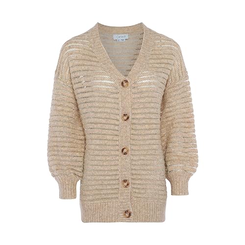 Caneva Damski luźny długi kardigan z wyciętym dekoltem w serek, kremowy, rozmiar XL/XXL, kremowy, XL