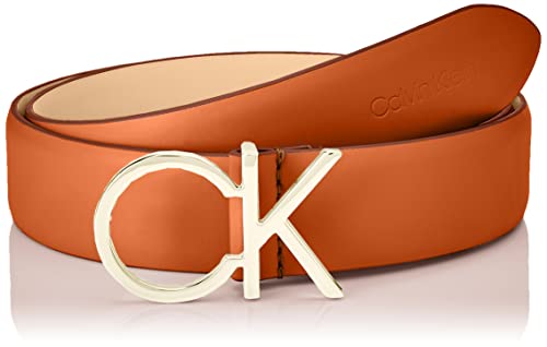 Calvin Klein Pasek damski Re-Lock Ck Logo Belt 3,0 cm skórzany pasek, koniak, 75
