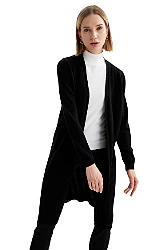 DeFacto Kardigan normalny krój dla kobiet kardigan na topy damski (czarny, L), czarny, L