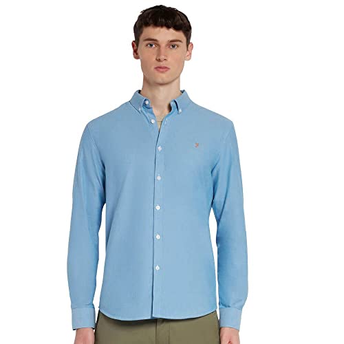 Farah Koszula męska Brewer Slim Fit Cotton Oxford, średni niebieski, S