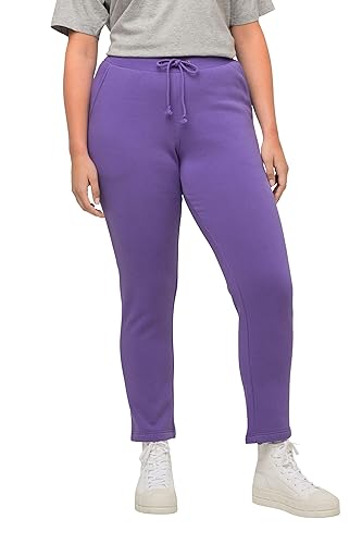 Ulla Popken Damskie spodnie dresowe, przytulnie miękka strona wewnętrzna, elastyczny ściągacz, liliowy, 46-48 duże rozmiary