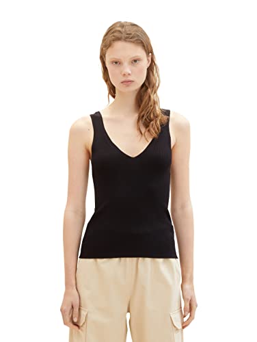 TOM TAILOR Denim Damski top z dzianiny Basic, 14482 – Deep Black, XS
