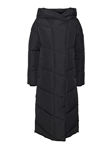 Noisy may Damska kurtka NMTALLY L/S X-długa kurtka Zip NOOS płaszcz puchowy, czarny/szczegóły: podszewka DTM, L, Black/Detail:dtm Lining, L