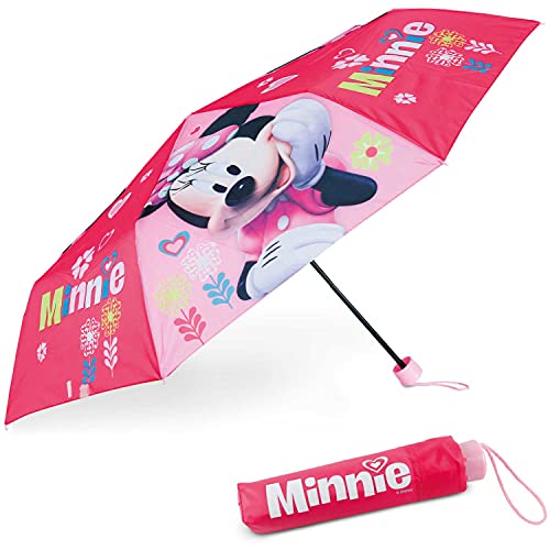 Parasolka Wiatroodpornym Dzieci Myszka Minnie – BONNYCO | Parasolka Składana z Torbą, Plecakiem Lub Podróżą | Kompaktowy Parasol o Wzmocnionej Konstrukcji | Mini Parasolka dla Dziewczynek