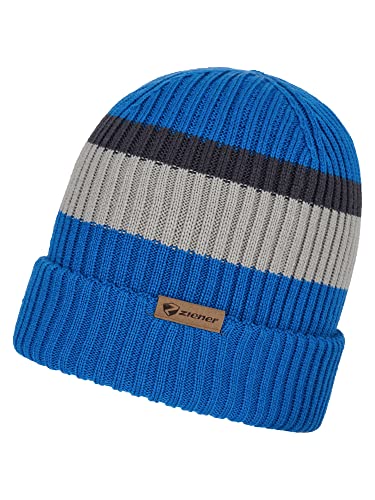 Ziener Damska/męska czapka Indri/dziergana, modna, trójkolorowa, Persian Blue.Dusty Grey, rozmiar uniwersalny