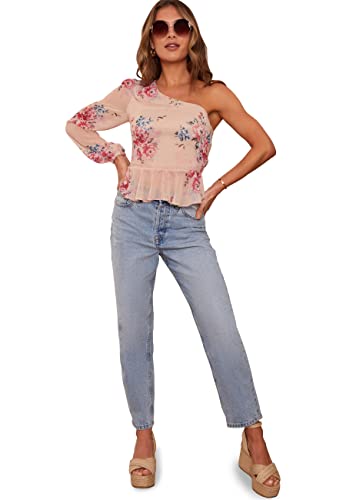 Chi Chi London Kwiatowy top z długim rękawem na jedno ramię w wielu kolorach, multi, 38