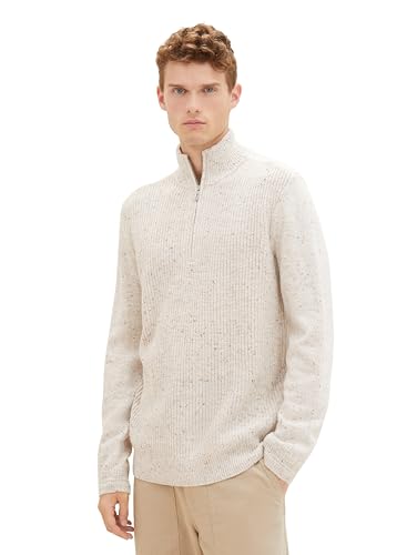 TOM TAILOR sweter męski, 34148 - Vintage Beige Multicolor Neps, M