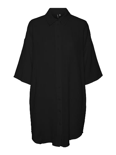 VERO MODA Women's VMNATALI 3/4 Long Overshirt NOOS sukienka, czarna, L, czarny, L