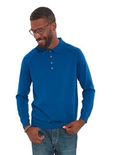 Joe Browns Męska koszulka polo z dzianiny kobaltowej z długim rękawem, niebieska, L, NIEBIESKI, L