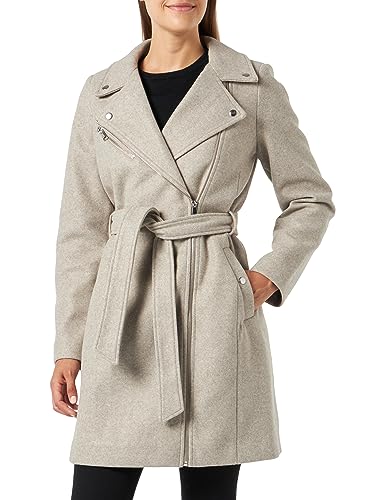Bestseller A/S Damski VMPOP Biker Coat BOOS Płaszcz, Silver Mink/Szczegóły: Melanż, XL, Silver Mink/Detail:MELANGE, XL