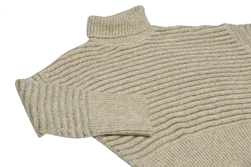 Caneva Damski sweter z wysokim dekoltem w paski teksturowany, kremowy, rozmiar XS/S, kremowy, XS