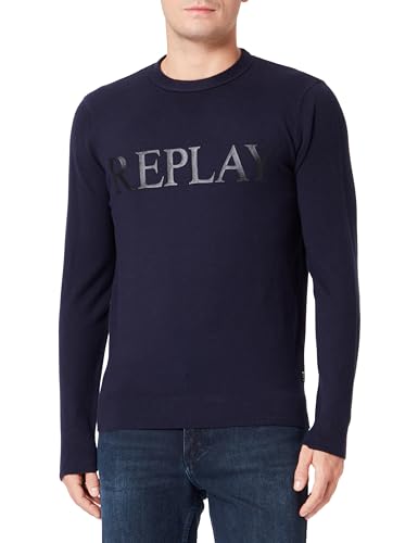 Replay sweter męski, 087 niebieski, L