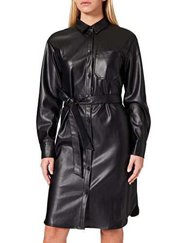 TOM TAILOR Damski Sukienka koszulowa ze sztucznej skóry 1029627, 14482 - Deep Black, 38