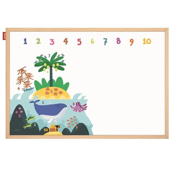 Tablica edukacyjna magnetyczna suchościeralna nadruk CYFERKI rama drewniana 40x60cm MEMOBE 1szt. /MTM060040.CY01.01.51/