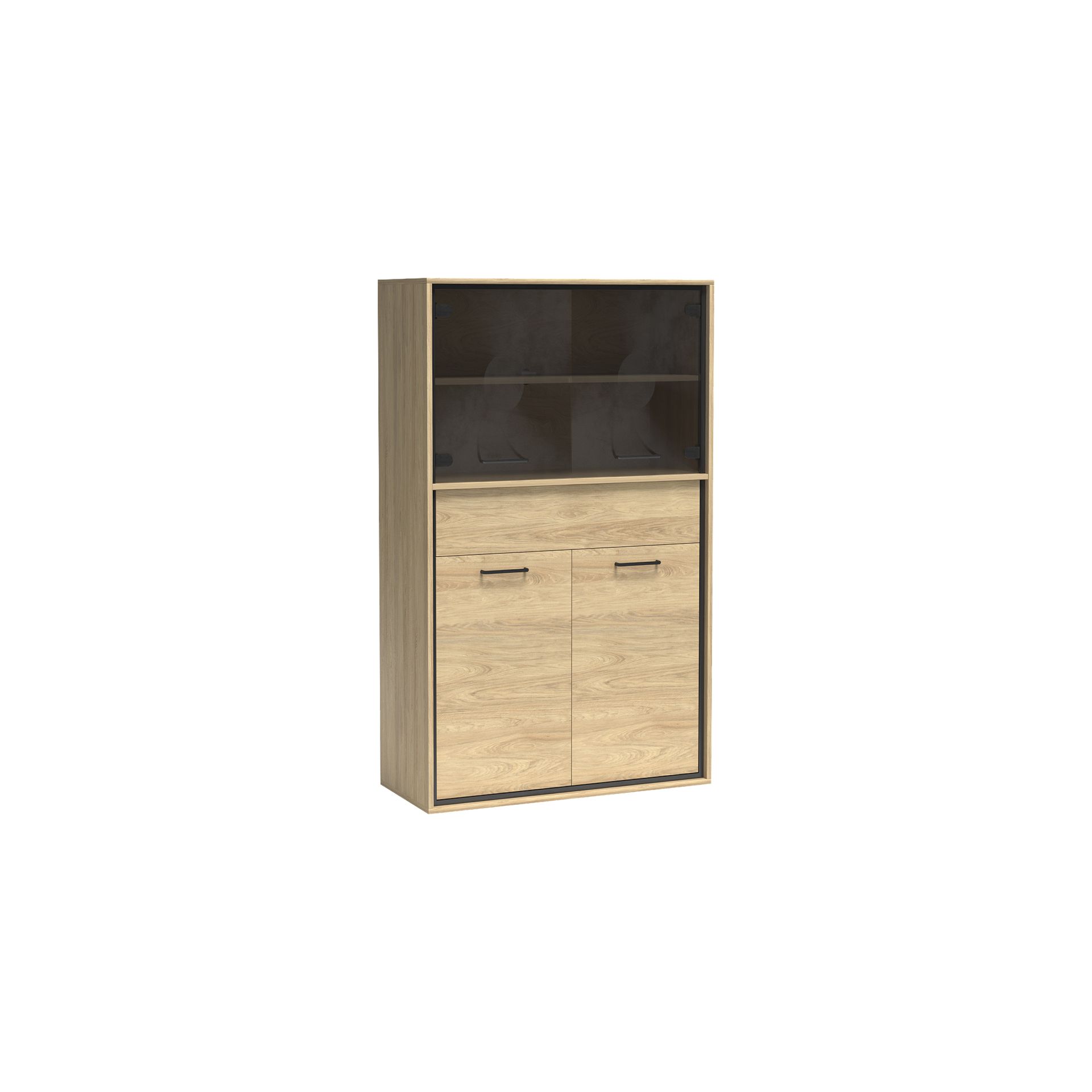 Kredens M-5 Mediolan Jarstol Natural Hikora Metalowe Wysokie, Bez Wstawki, Bez Oświetlenia