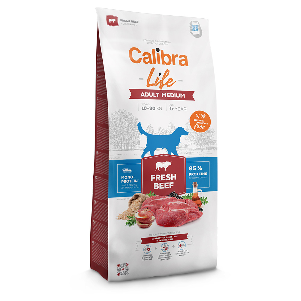 Calibra Life Adult Medium Breed, ze świeżą wołowiną - 2 x 12 kg