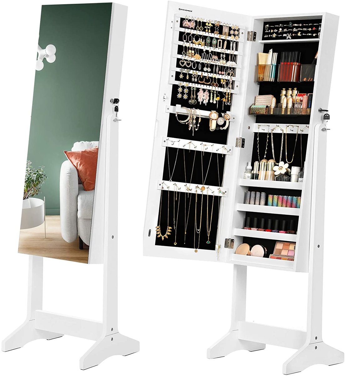 Szafka na biżuterie z lustrem