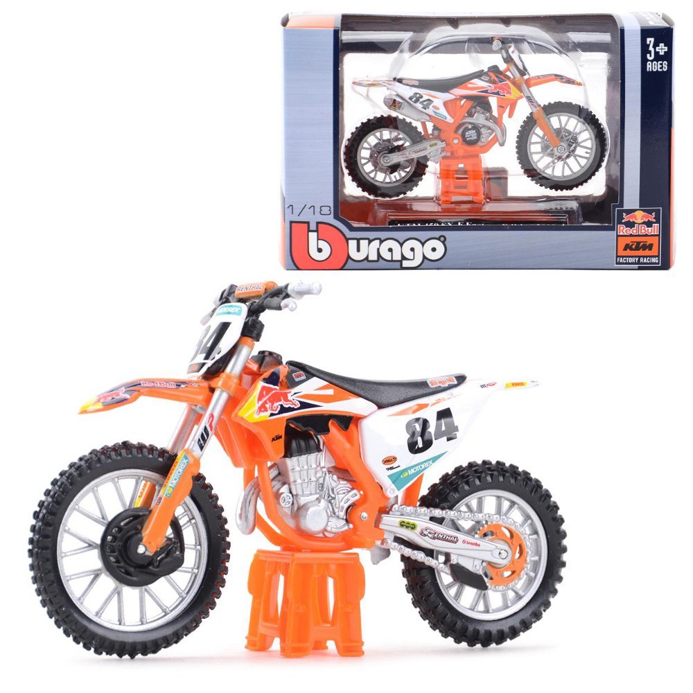 Ktm 450 Sx-F Cross Red Bull Skala 1:18 Bburago