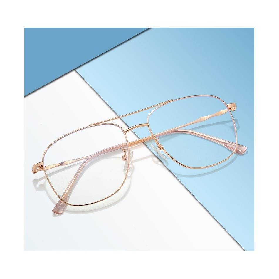 Złote druciane okulary zerówki filtr Blue Light komputera 2547