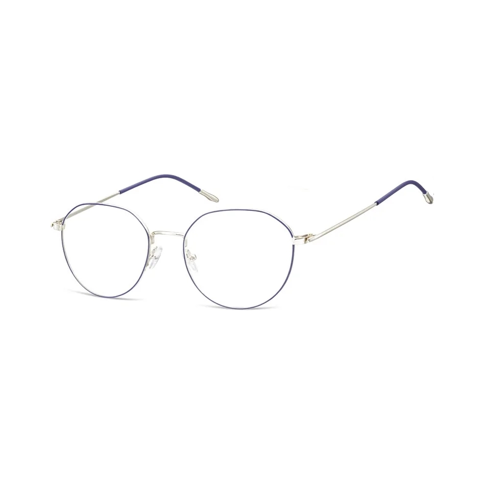Lenonki Okulary oprawki optyczne 928A srebrne + niebieskie
