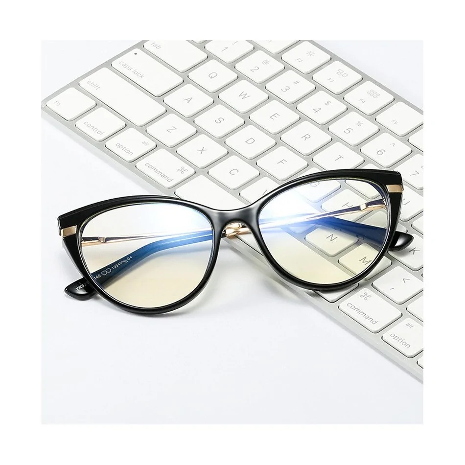 Okulary kocie do komputera damskie z filtrem BLUE Light zerówki 2567