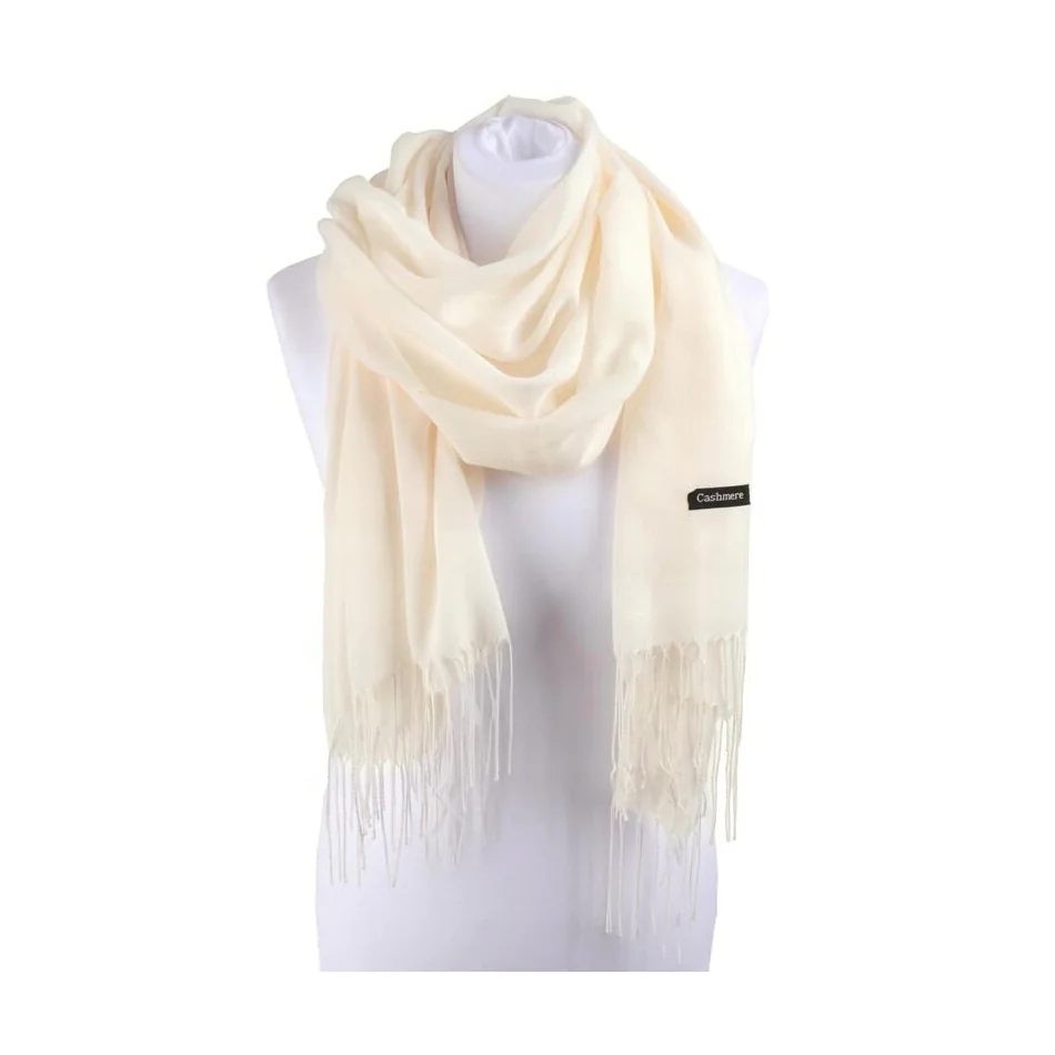 Ecru Szalik damski duży cashmere frędzle SZA-59