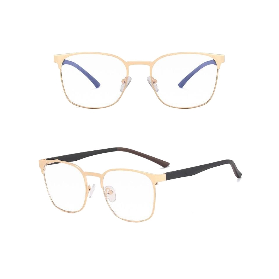 Solidne okulary zerówki do komputera BLUE LIGHT złoto-czarne z flexami 25126A
