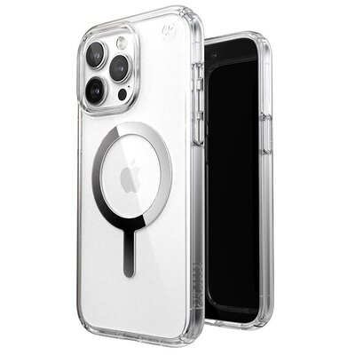 Speck Presidio Perfect-Clear MagSafe - Etui iPhone 15 Pro Max (Clear / Chrome Finish / Serene Silver)