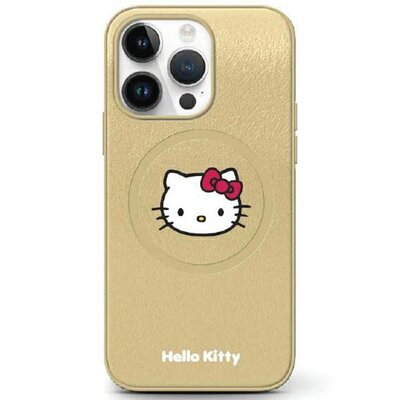 Etui HELLO KITTY Leather Kitty Head do Apple iPhone 15 Złoty