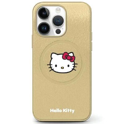 Etui HELLO KITTY Leather Kitty Head do Apple iPhone 15 Złoty