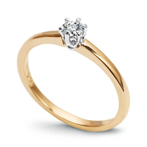 Złoty pierścionek zaręczynowy z brylantem żółte złoto Staviori